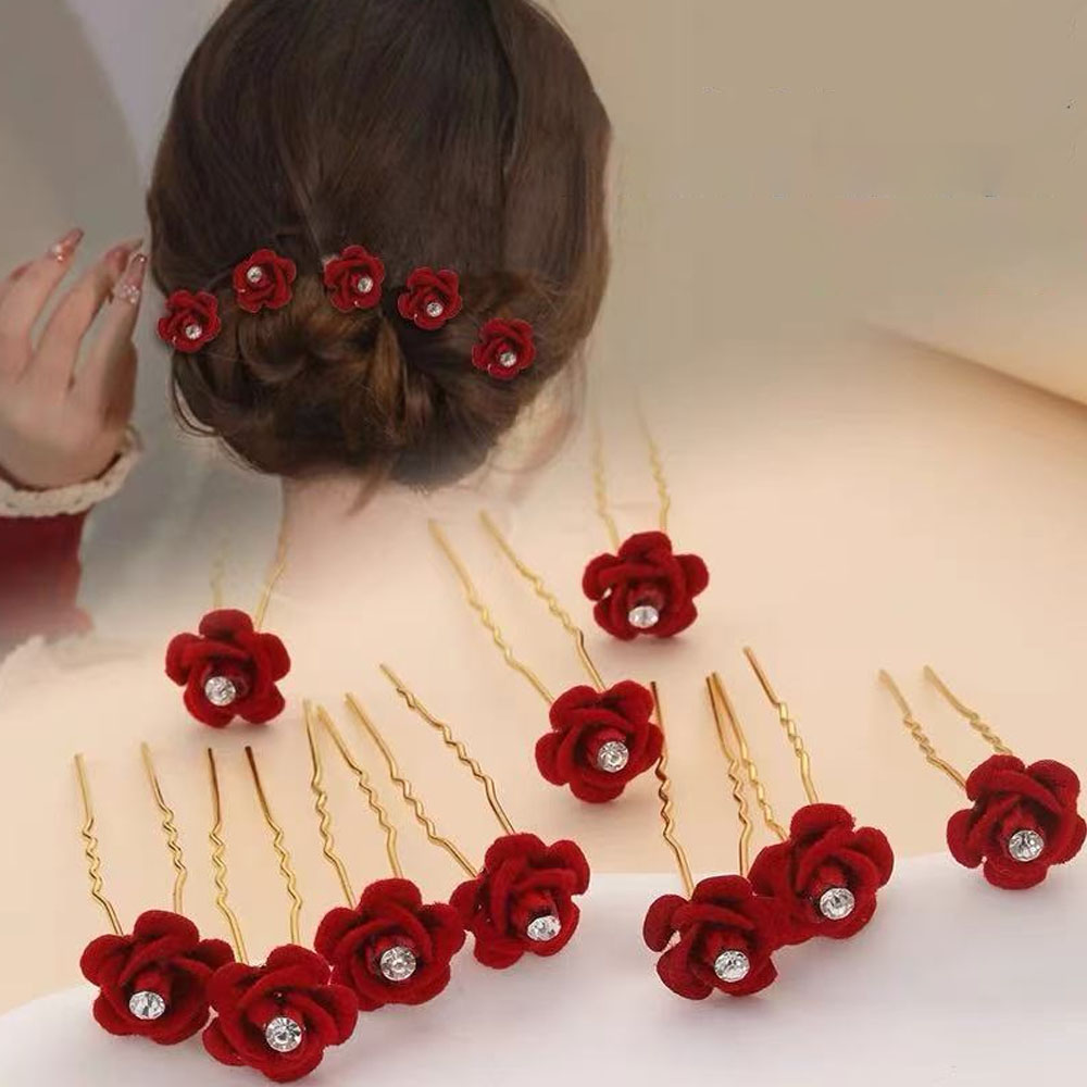 Supply Florist - 10Pcs 로즈 헤어 액세서리 웨딩 신부