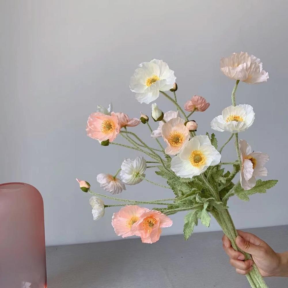 Florist Supply Bulk - 가짜 양귀비 실크 긴 스템 인공