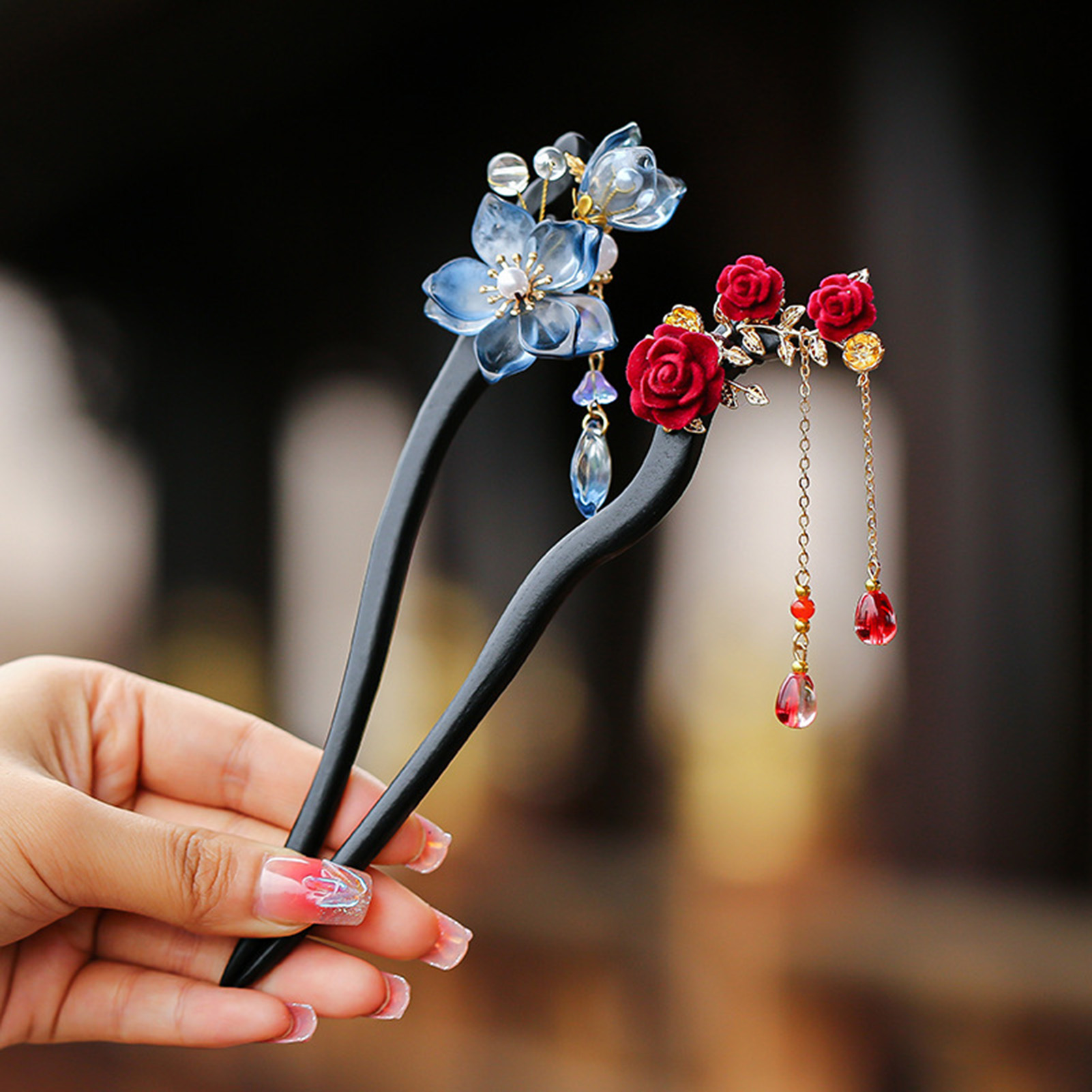 중국 스타일 꽃 태슬 머리핀 빈티지 나무 꽃 진주 헤어 - Supply Florist 리뷰 및 가격