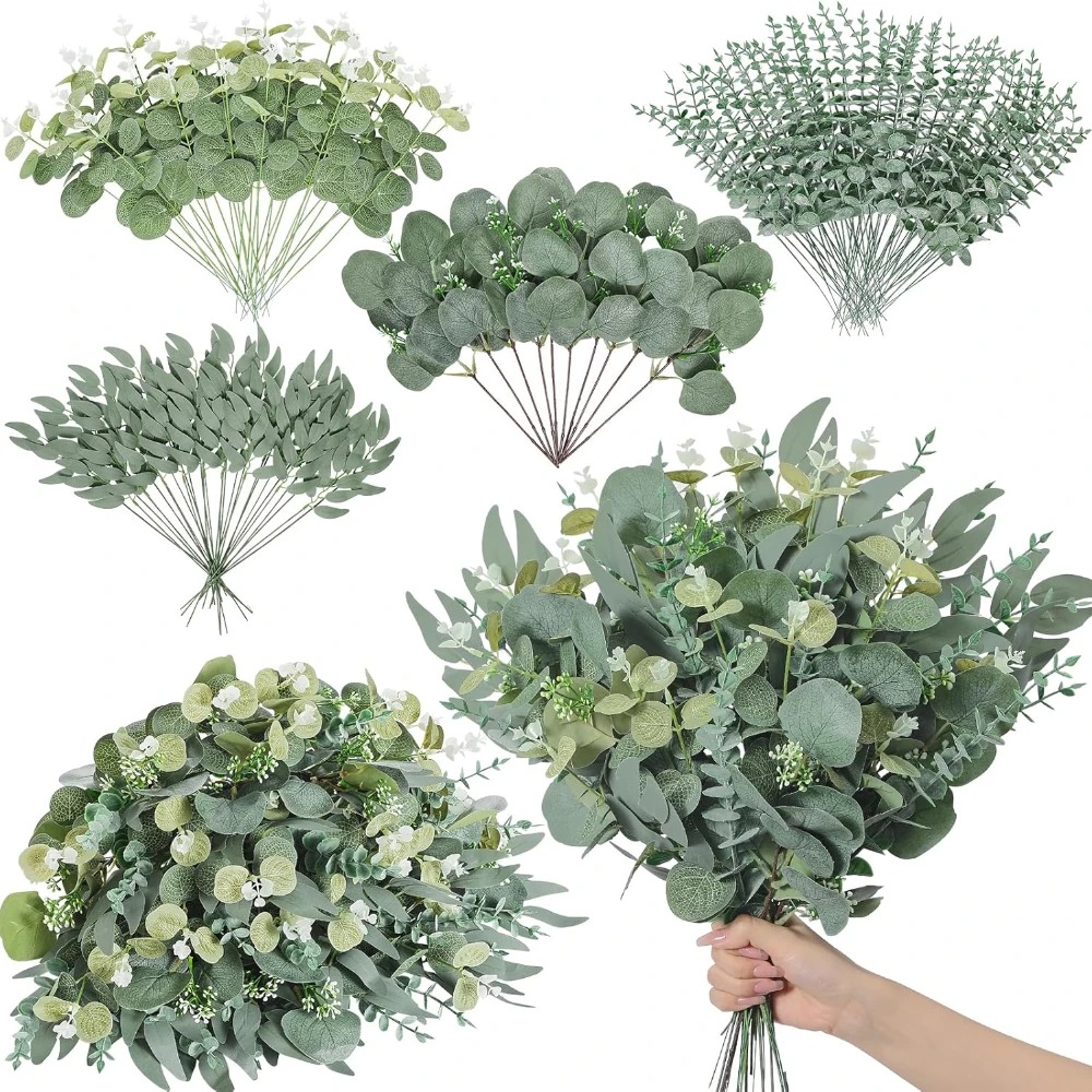 20pcs 유칼립투스 잎 줄기 인공 식물 꽃다발 가짜  - Florist Supply Bulk 리뷰 및 가격