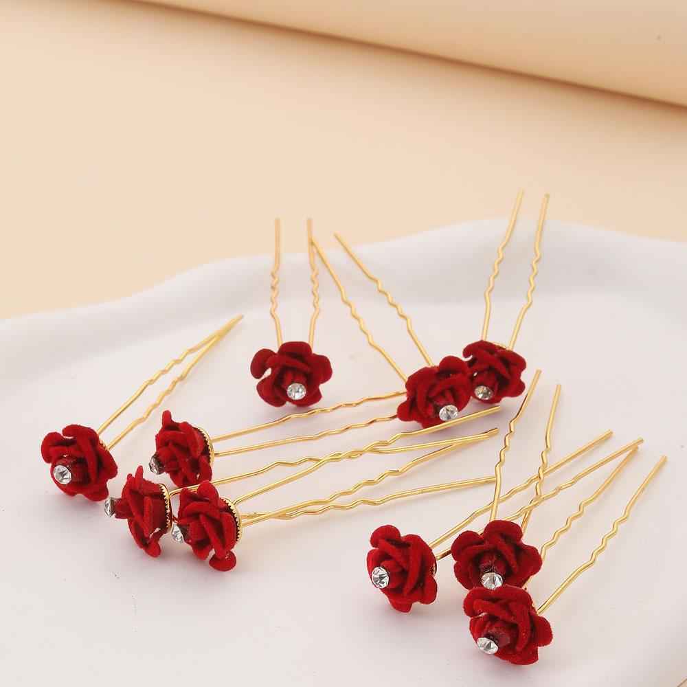 10Pcs 로즈 헤어 액세서리 웨딩 신부 머리핀 꽃 헤 - Supply Florist 리뷰 및 가격